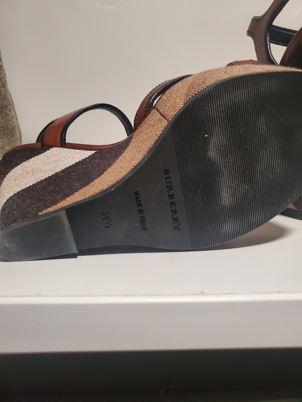 Burberry Brown Leather Platform Ankle-Strap Sandals - Picture 4 of 4
